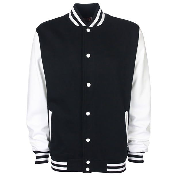 FDM - Chaqueta Béisbol/Universidad USA/ Rugby Unisex Hombre/Mujer (Blanco/Negro)