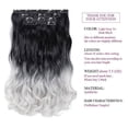 thumbnail image 4 of ZHAOCHENG Extensiones de cabello gris, extensiones de cabello con clip de 18 pulgadas, extensiones de cabello ondulado de color negro a gris, piezas de cabello sintético de 5.5 oz, se ven hermosas, re, 4 of 5