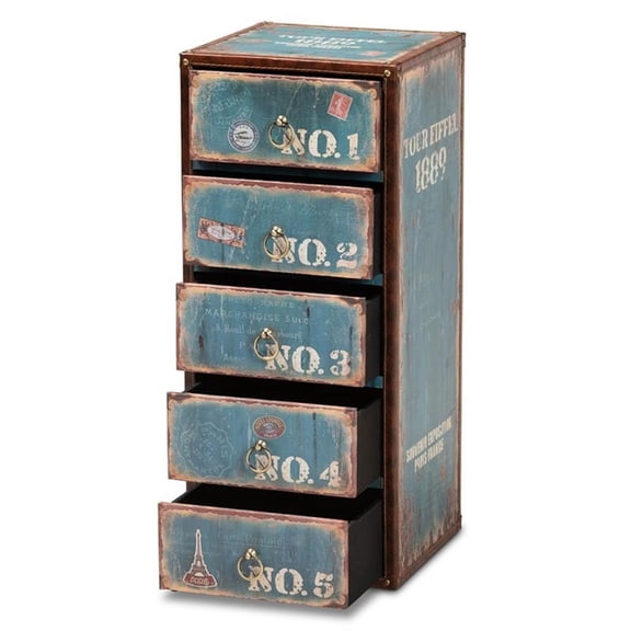 Belen Kox Inspired Blue Finished Wood 5-Drawer Accent Storage Cabinet
