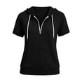 thumbnail image 6 of Sevevn Women's Short Sleeve Hoodie Half Zip Pullover Hooded Sweatshirt with Pocket Casual Raglan Sleeve Tops Black S, 6 of 8