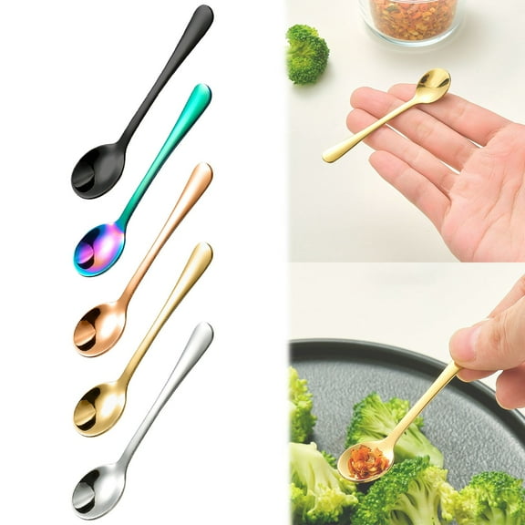 Mini Spoons Basdi Mini Stainless Steel Spoons - 2.87" Cute Condiment Spoons for Sugar & Spices | Food-Grade 304 Steel, Easy Clean, Ideal for Jam Jars and Coffee Stations, Condiment Utensils, A