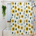 thumbnail image 3 of Spring Sunflowers Small Stall Shower Curtain, Waterproof Shower Curtains for Bathroom, Green Leaves Yellow Floral Rustic Botanical Washable Fabric Bath Curtain for Bathtub with Hooks 36x78 Inches, 3 of 9