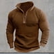 thumbnail image 1 of Blusa y camisa de manga larga con cuello alto para hombre, estilo casual, de color liso, con cremallera, manga larga, cuello alto y capucha, de poliéster., 1 of 3