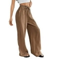 thumbnail image 3 of TANBOM Wide Leg Wrinkle Texture Rayon Women's Casual Pants Khaki (Women's S), 3 of 4