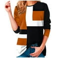 thumbnail image 2 of Meichang Chemises à Manches Longues pour Femmes Hauts Décontractés à Blocs de Couleur Pull Col Rond Confortable Chemisiers Graphiques Géométriques Élégants, 2 of 5
