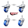 thumbnail image 2 of 3 Inch SS Blue Poly Swivel 10mm Threaded Stem Caster Set 2 Total Lock Brake, 2 of 2