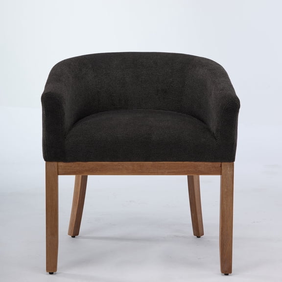 Nmkwnr Upholstered Linen Dining Chair with Arms, Mid Century Modern Accent Chair for Living Room, Dining Room, Office, Black