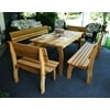 Creekvine Designs Red Cedar With Cedar Sealer / Stained Chickadee 46"L x 32"W Table With Four Benches Dining Set USA