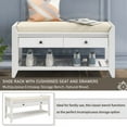 thumbnail image 4 of Shoe Rack Storage Bench With Cushioned Seat & 2 Sliding Drawers, Multipurpose Entryway Hallway Bench (White), 4 of 8