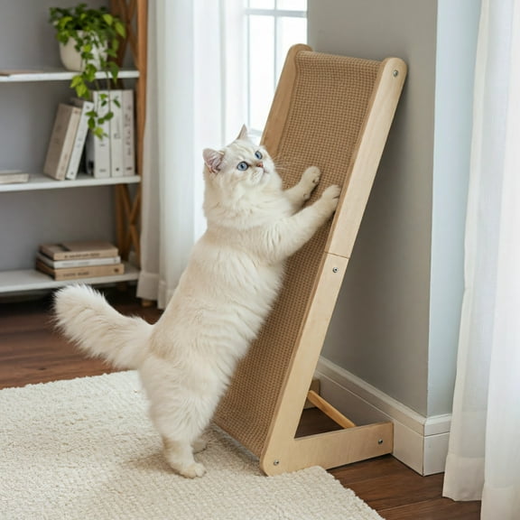 Extra Large Cat Scratcher, L-shaped Sisal Cat Scratching Pad, Solid Scratching Ramp, Vertical & Tilted Design, Sturdy Claw Post for Big Cats