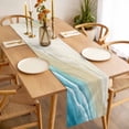 thumbnail image 3 of Table Runner 90 Inches Long for Kitchen Dining, Teal Blue Beach Coastal Dresser Scarf Farmhouse, Dining Table Decorations for Wedding/Parties, Summer Ocean Nautical Seaside 13 x 90 In, 3 of 8