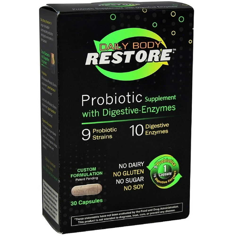 Daily Body Restore Probiotic Supplement Capsules with Digestive Enzymes