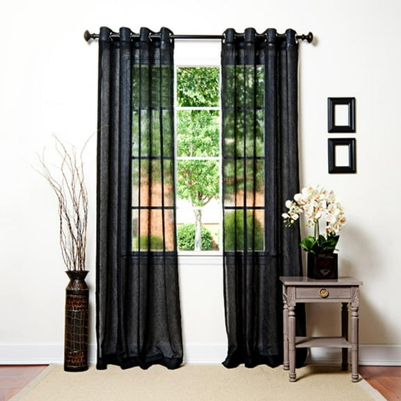 Quality Home Crushed Voil Sheer Grommet Top Curtain Pair