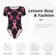 thumbnail image 4 of Balery Breast Cancer Body de cuello redondo de manga corta para mujer Tops de manga corta Tops básicos-Medium, 4 of 7