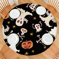 thumbnail image 2 of Gothic Halloween Table Cover Elastic Waterproof - Skull Spider Cobweb Print for Outdoor Dining,52 inch Round Elastic Tablecloth, 2 of 7