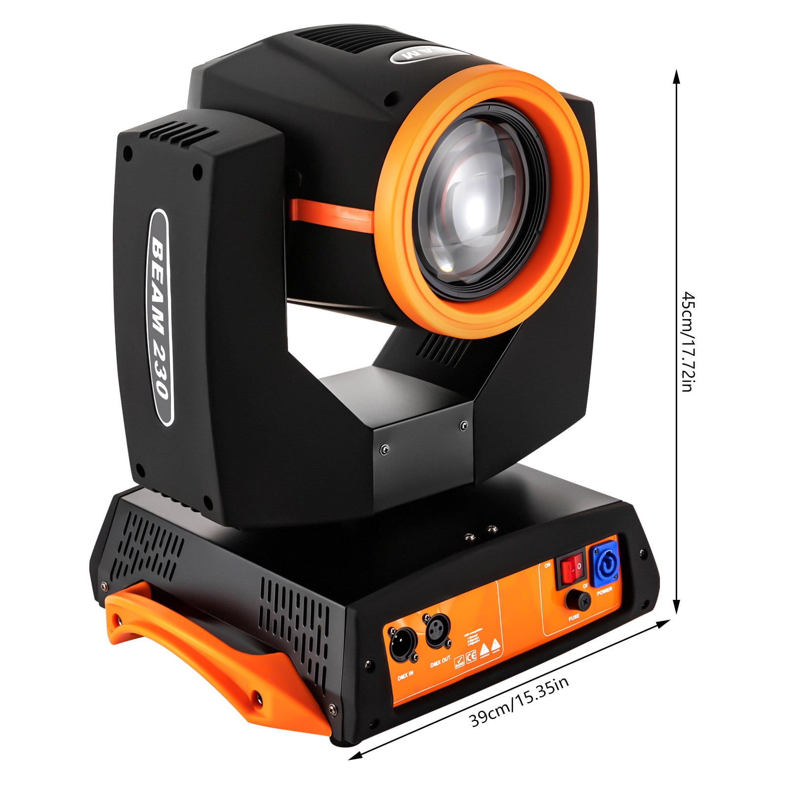 1* Moving Head Stage Light, Black& Orange, Suitable for Banquet Halls, Discotheques, Christmas, Birthday Parties, Clubs, Voltage: AC110-245V 50/60HZ