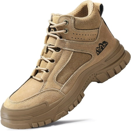 Safety Work Boots for Men - Waterproof Steel Toe Boots Mens Slip Resistant Safety Industrial Boots Construction Shoes