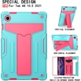 thumbnail image 3 of zukof Case for Samsung Galaxy Tab A8 10.5 Inch 2022 Model (SM-X200/X205/X207) - Dual Layer Hybrid Rugged Shockproof Protective Cover Case with Kickstand + 1 Stylus (Teal/Pink), 3 of 5