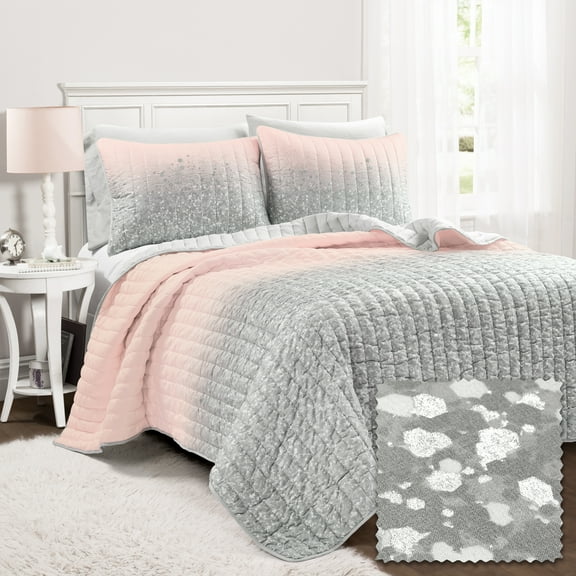 Lush Decor Ombre 3 Piece Quilt Sets, Twin with Pillow Sham, Pillowcase