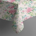 thumbnail image 3 of Spring Summer Pink Floral Table Cloth,Wrinkle Resistant Table Cover with Polyester,Waterproof Reusable Tablecloths for Weeding Birthday Tea Party Decorations (Rectangle,60x84inch), 3 of 5