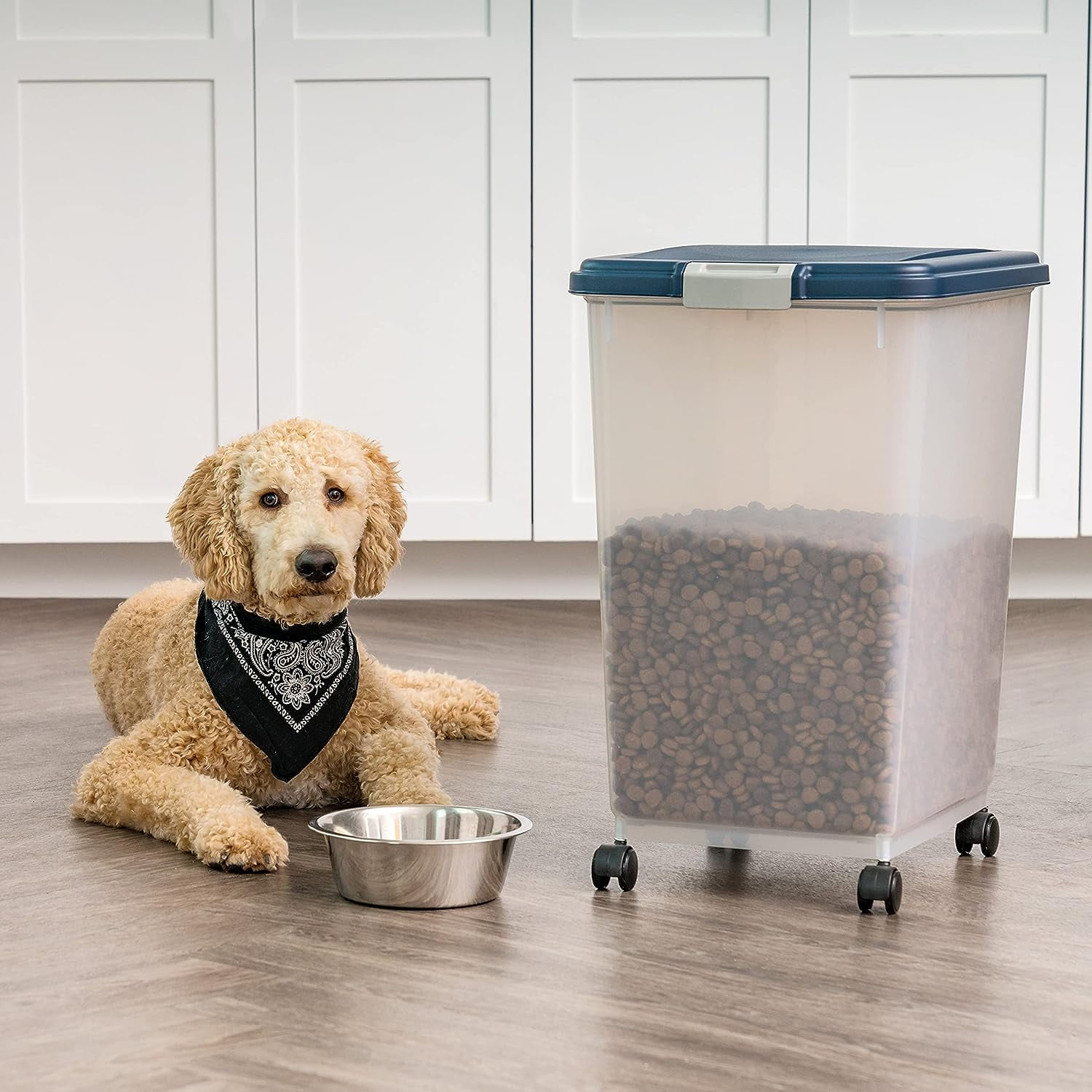 Amazon Basics 3 Piece Airtight Dog Food Storage Container Combo with Scoop 33 qt 12 qt