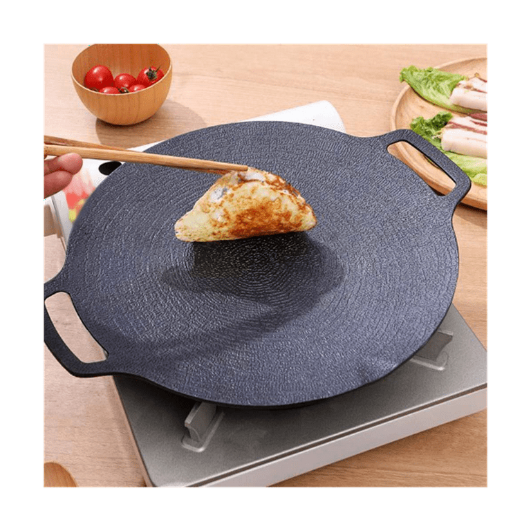 38Cm Thick Cast Iron Frying Pan Flat Pancake Griddle Non-Stick Bbq Grill  Induction Cooker Open Flame Cooking Pot
