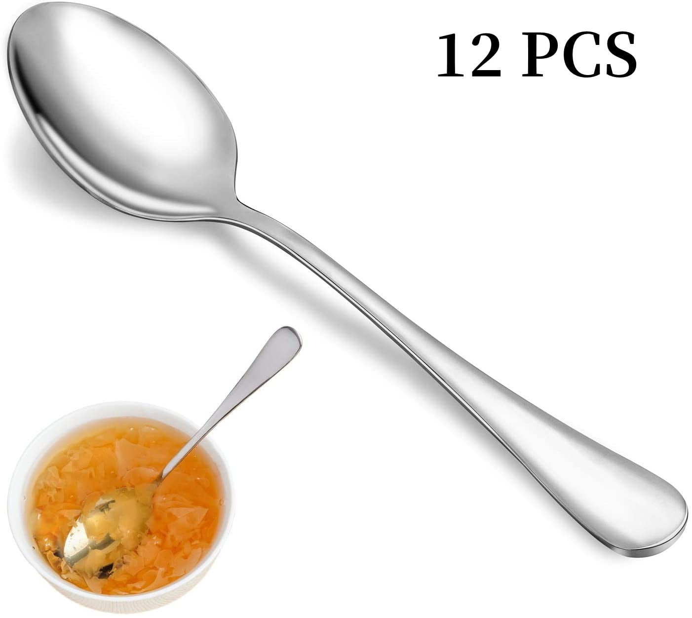 Yonger 1 Pcs Dinner Spoons Stainless Steel Serving Round Tablespoon for Home Kitchen or Restaurant Banquet S 