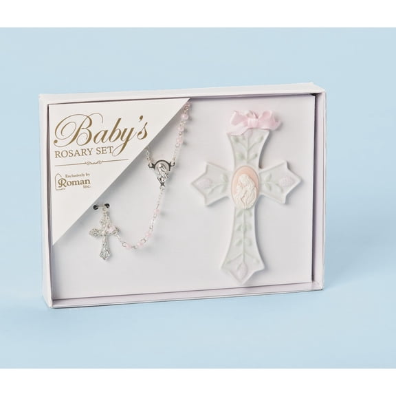 Roman 2 Pc Set Baby Girl Rosary/Cross