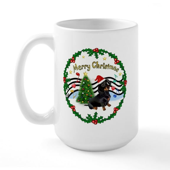 CafePress - Xmasmusic1/Dachshund #17 Large Mug - 15 oz Ceramic Large White Novelty Mug