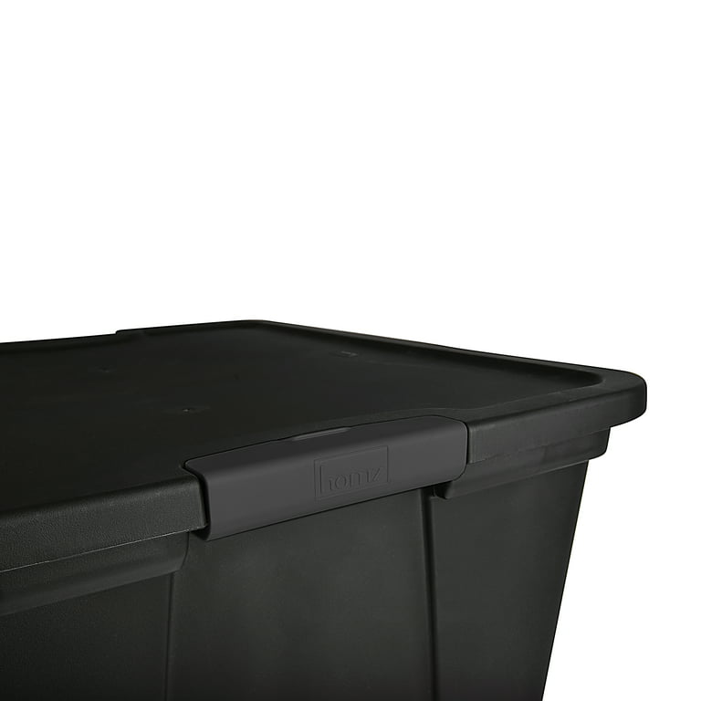 Two Large 20 Gallon Storage Boxes Clear Plastic Totes Locking Lids 24 x 19