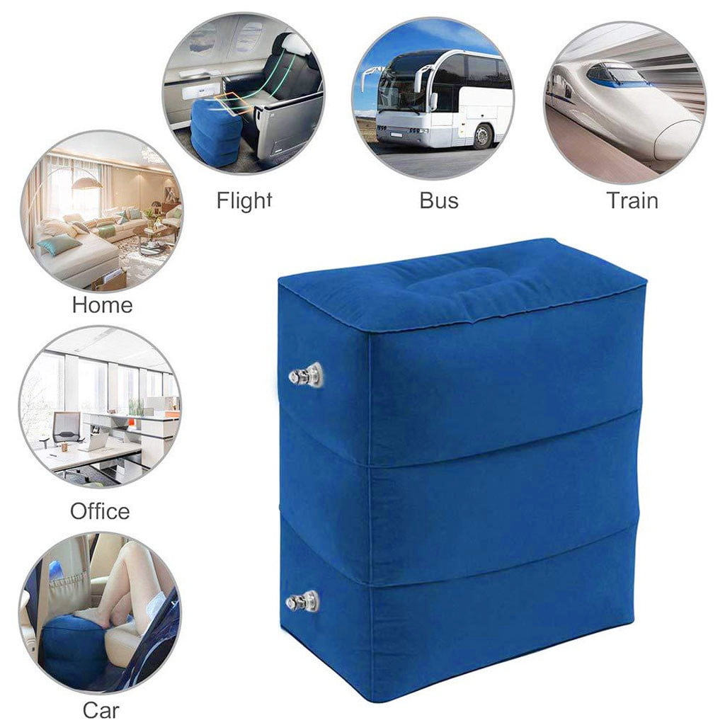 Inflatable Trave Foot Rest Pillow Kids Airplane Bed Adjustable Height