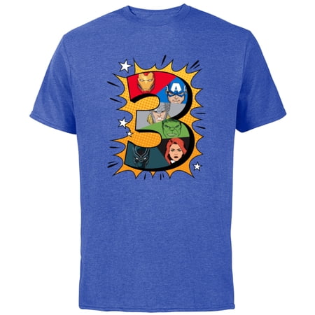 Marvel Avengers Comic Super Heroes 3rd Birthday – Short Sleeve Cotton T-Shirt for Adults – Customized-Royal Heather