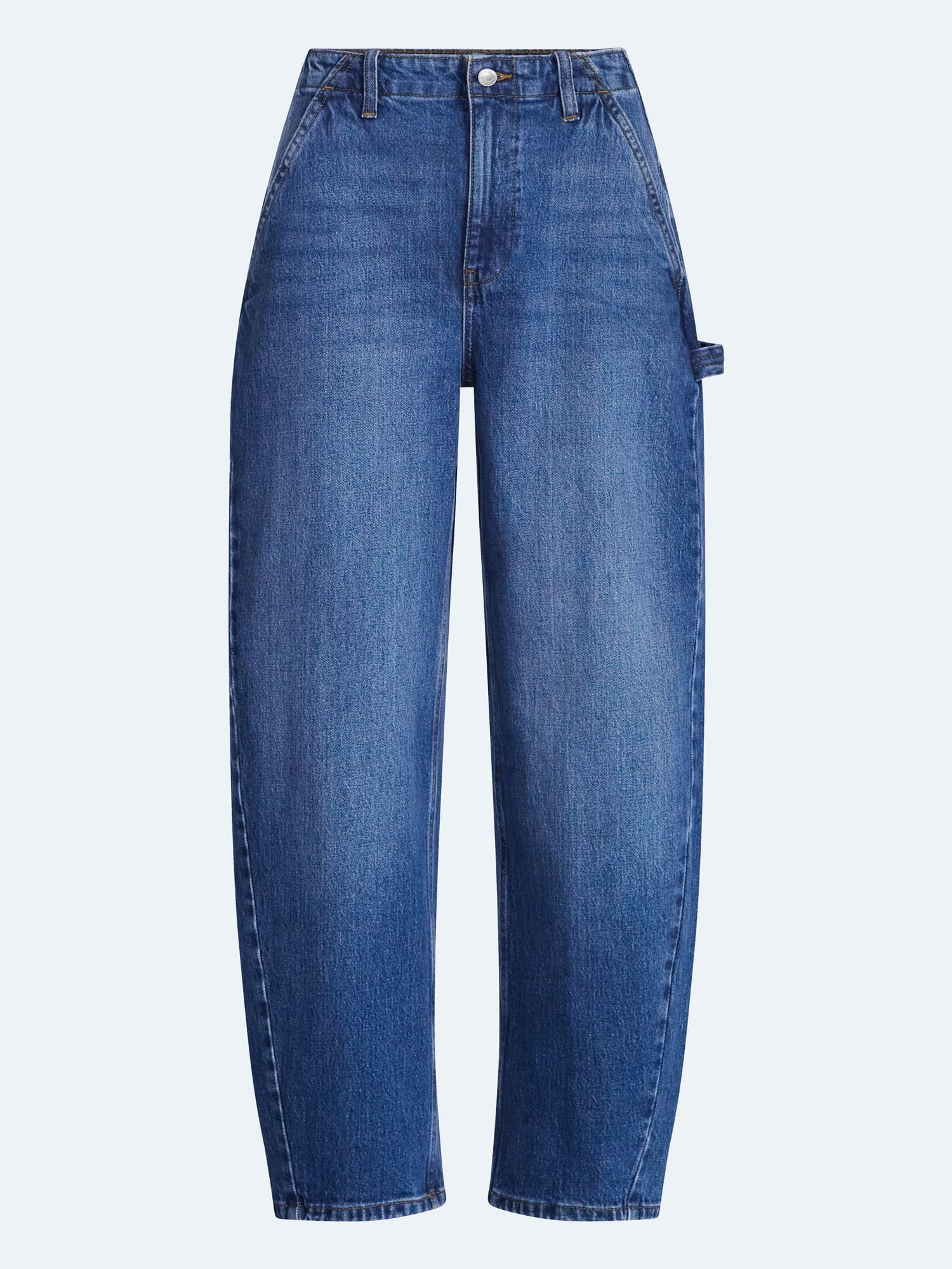 Free Assembly Women's High Rise Cropped Carpenter Barrel Jeans, 26" Inseam, Sizes 0-16