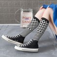 thumbnail image 7 of Knee High Socks for Women Checkerboard Black And White Long Tube Sock Uniform Socks, 7 of 7