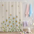 thumbnail image 2 of Shower Curtain Watercolor Daisy Leaf Shower Curtains for Bathroom Decor, Waterproof Polyester Shower Curtain Set with Hooks, Extra Long 72" x 78" Linen Texture, 2 of 9