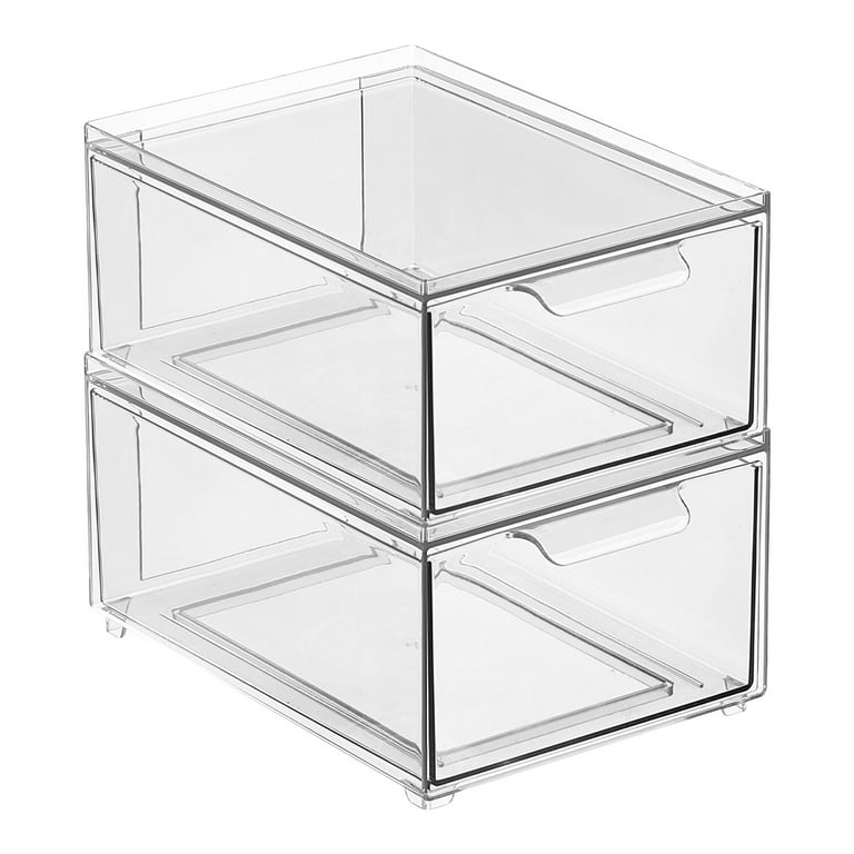 MDesign Stacking Plastic Storage Kitchen Pantry Bin - 2 Pull-Out