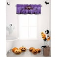 thumbnail image 5 of Happy Halloween Pumpkin Moon on Purple Curtain Valances for Kitchen Windows,Rod Pocket Short Valance Horror Night Bats Small Window Treatment for Living Room Bathroom Bedroom,54" x 18"-1 Panel, 5 of 7