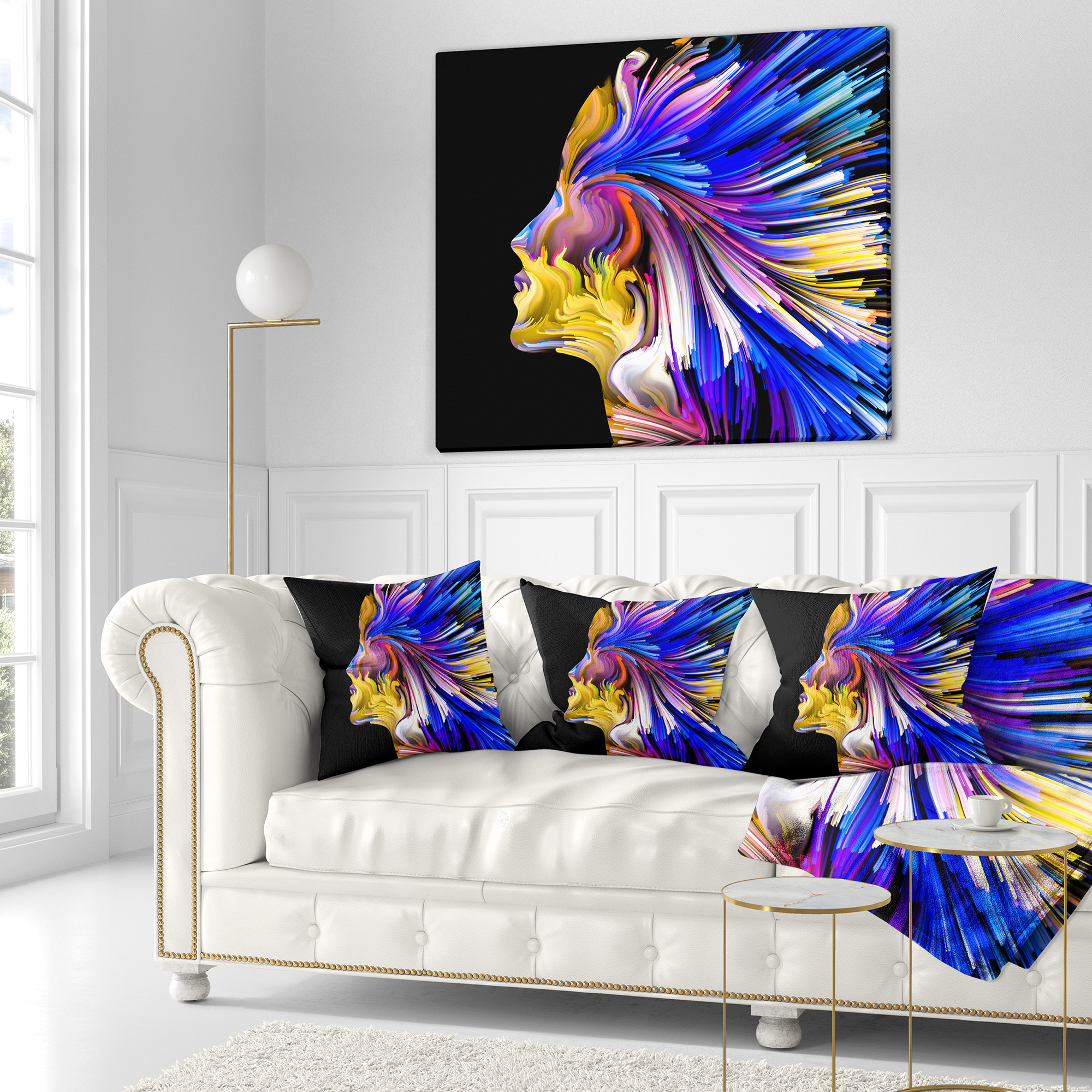 Designart Imagination in Blue - Abstract Throw Pillow - 16x16