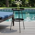 thumbnail image 2 of Hassch Mid-Century Modern 2-Tier Metal Side Table, Compact Round Patio End Table, Indoor Outdoor Plant Stand Drink Table for Apartment Cozy Corner, Black, 2 of 9