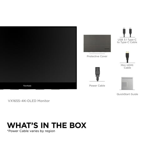 ViewSonic - VX1655-4K 15.6" OLED UHD Portable Monitor (USB-C, Mini HDMI) - Black