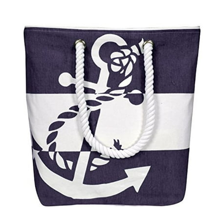 Anchor Bag - Peach Couture Summer Fashion Chic Anchor Print Canvas Bags Beach Totes Handbags