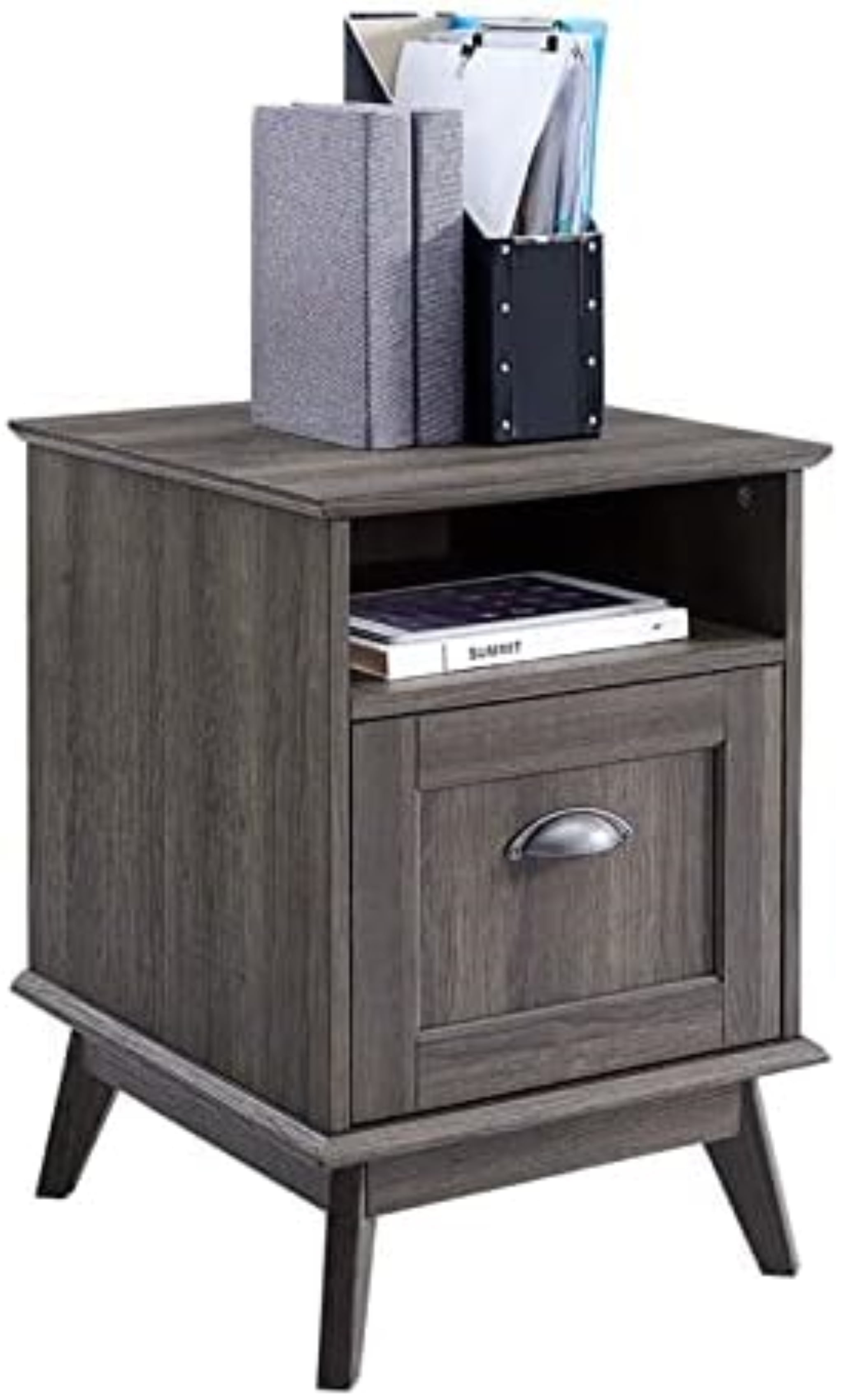 Caffoz Newport Series Wood Home Office File Cabinet with Drawer in Smoke Oak