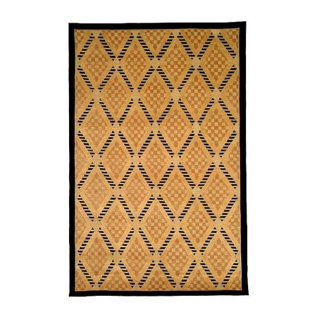 Black & Gold Diamond Pattern Wool Rug (10 ft. x 14 ft.)