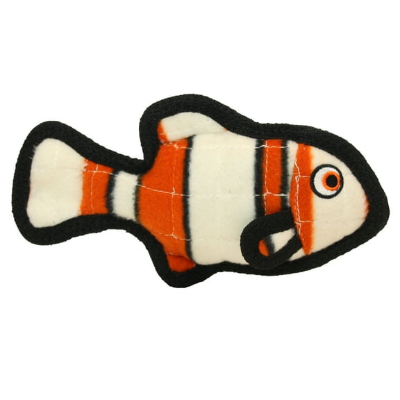 Tuffy Ocean Creature Jr Fish Orange Durable Plush Squeaky Dog Toy