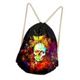 thumbnail image 1 of Bolsas con cordón de calavera Soledad Organizador para Viajes de gimnasio Sackpack Yoga Dance Travel Daypack Oro, 1 of 5