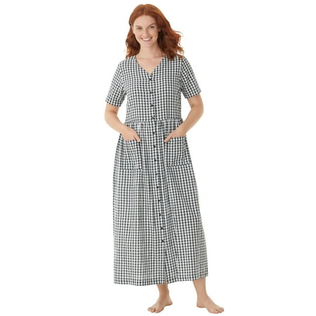

Only Necessities Women s Plus Size Long Seersucker Dress or Nightgown Dress Or Nightgown