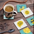 thumbnail image 3 of Inkdotpot Set of 6 Drink Coasters DecorativeNon,SlipCork Base4-inch Square PrintedCoastersEasy Clean- Summer, 3 of 8