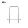 thumbnail image 3 of Square U-Bolts 3 Sets 52mm Inner Width 100mm Length M6 304 Stainless Steel with Nuts and Plates, 3 of 5