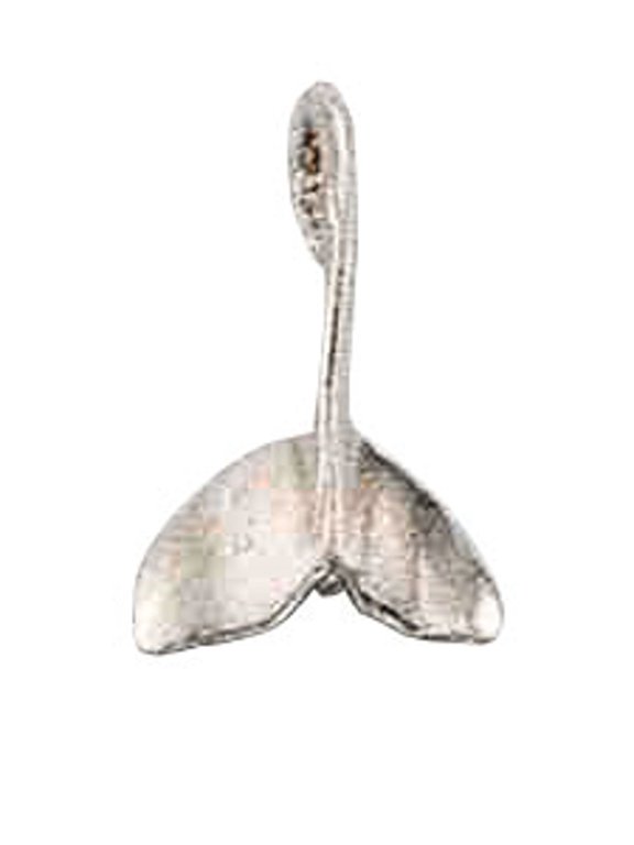 Sterling Silver 16" 1mm Box Chain Small Whale Tail Fluke Pendant Necklace