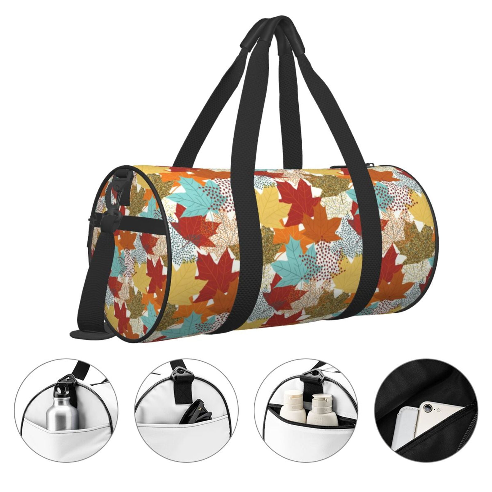 Vsdgher Fall Maple Leaves 45L Foldable Duffel Bag, Sports Gym Bag,Overnight Bag, Portable Weekender Bag for Airplanes